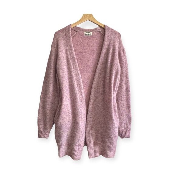 Acne Studios Mohair Wool Blend Open Front Cardigan, Size S, Dusty pink, purple - Picture 1 of 11